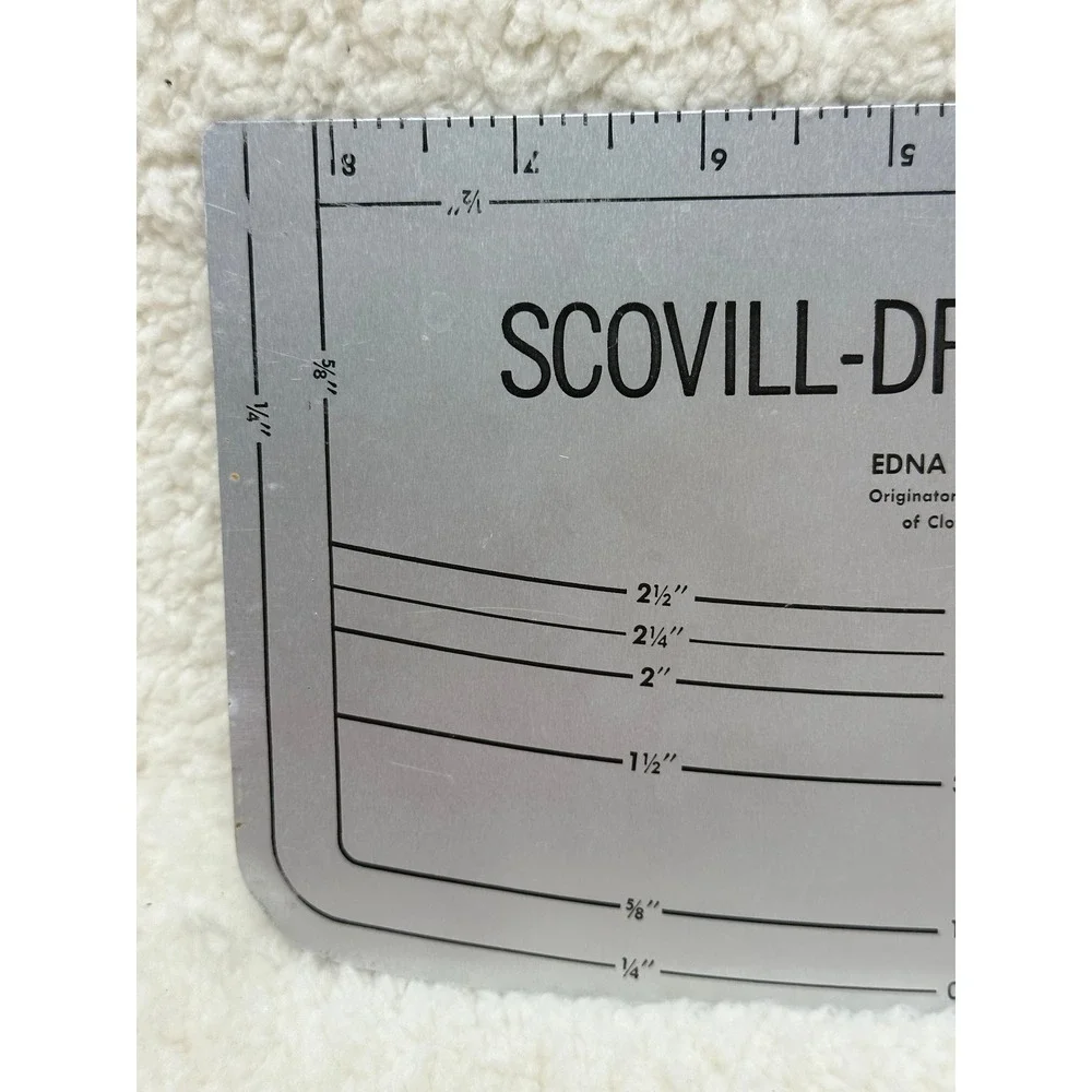 Scovill-Dritz Ezy-Hem Silver Vintage Aluminum Hem Gauge Sewing Ruler Tool